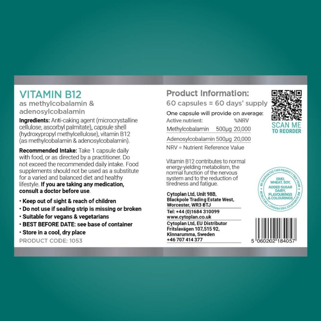 Vitamin B12 Methylcobalamin & Adenosylcobalamin Sublingual 1 mg - Image 2