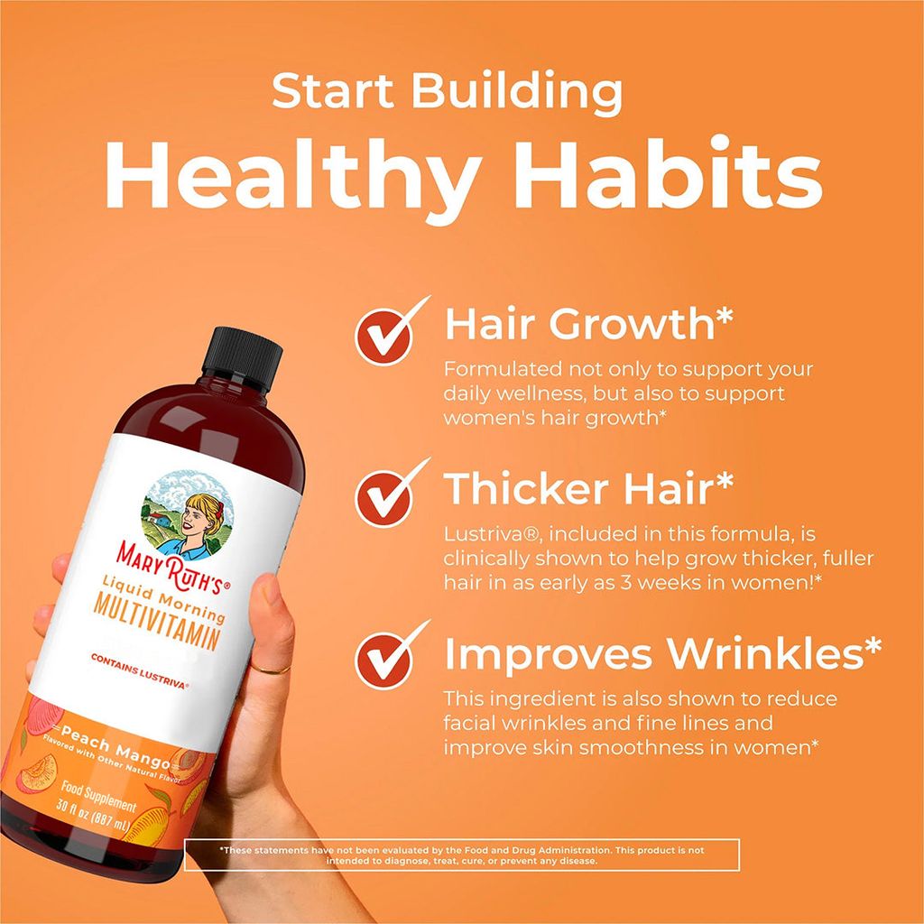 Flüssiges Morgen-Multivitamin + Haarwachstums-Vitamin – Pfirsich-Mango - Image 3