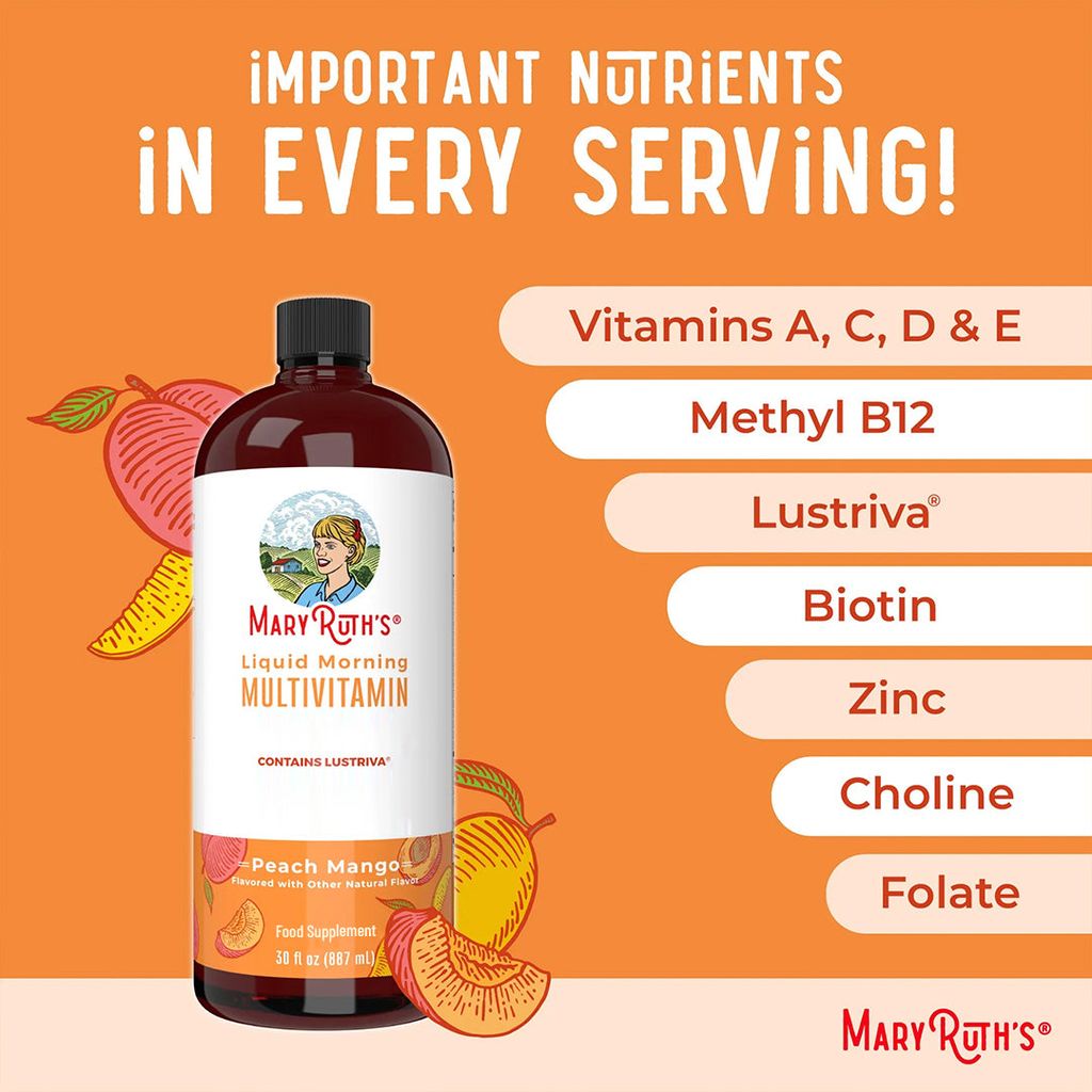 Flüssiges Morgen-Multivitamin + Haarwachstums-Vitamin – Pfirsich-Mango - Image 4